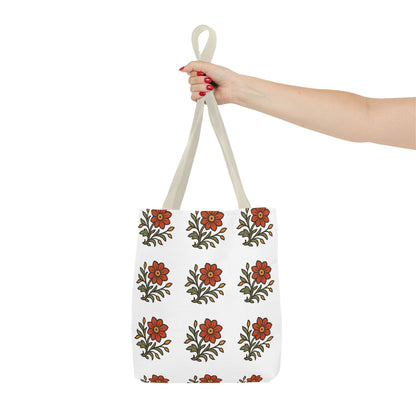 Folk Bloom Emblem 2, Original Floral Tote Bag