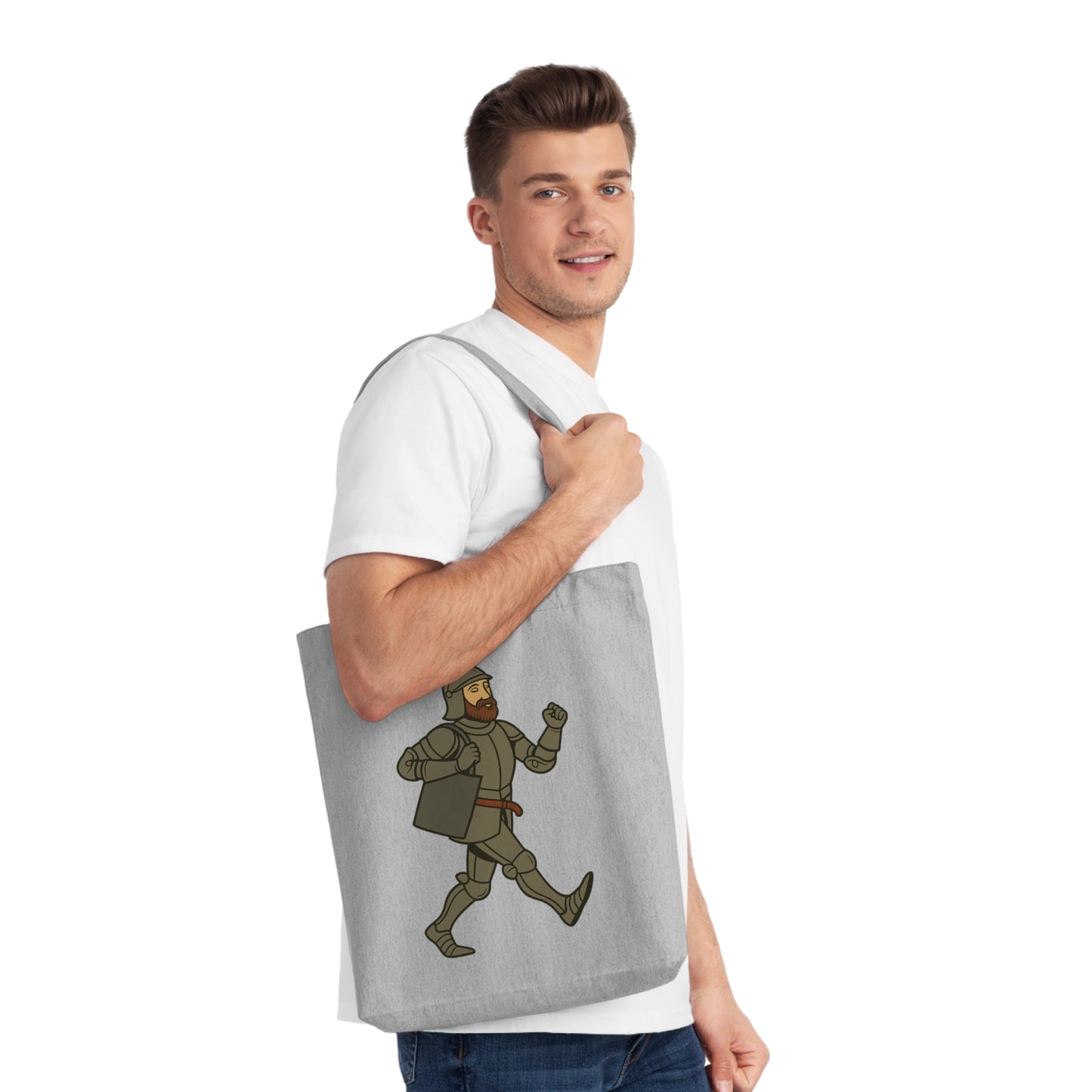 Knight on the Go - Medieval Humor - Urban Chivalry Woven Tote Bag