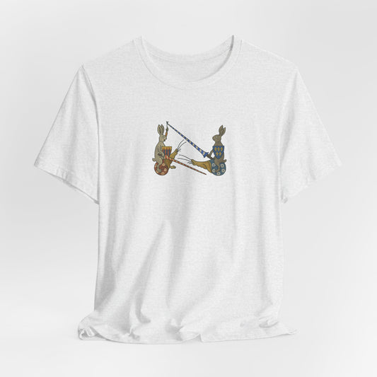Medieval Marginalia Jousting Rabbits Manuscript T-shirt