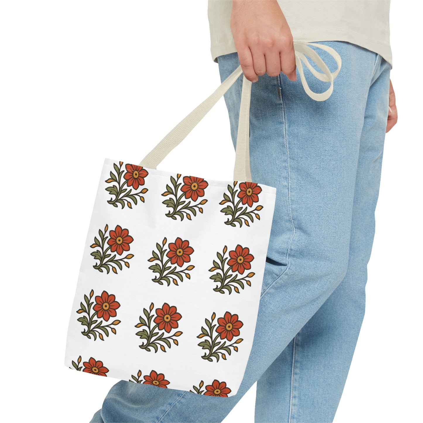 Folk Bloom Emblem 2, Original Floral Tote Bag