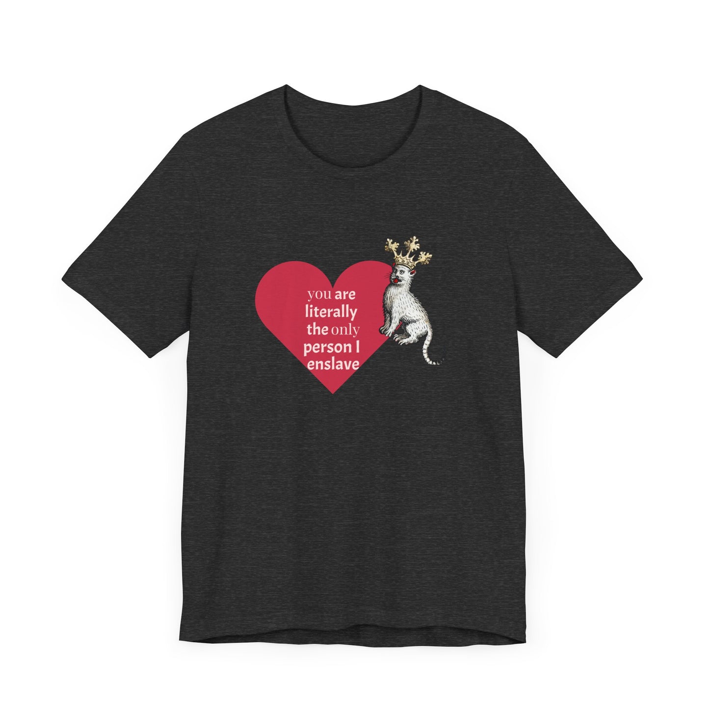 Silly Medieval Cat with Crown, His Majesty's Favorite Slave Tee