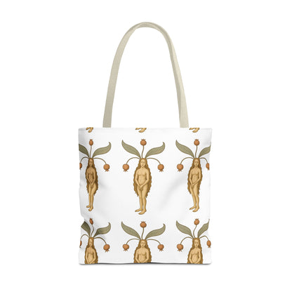 Mandragora Muse, Medieval Herb Lore Unisex Whimsical Patterned Tote Bag