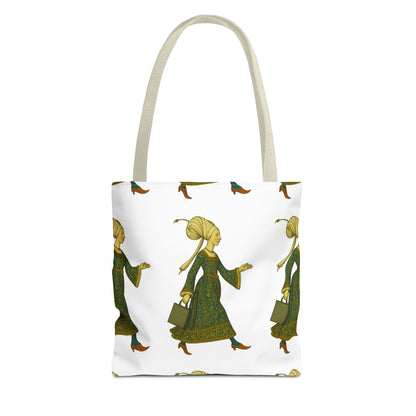 Lady of the Mall – Medieval Fashionista - Elegant Vintage Woman Tote Bag