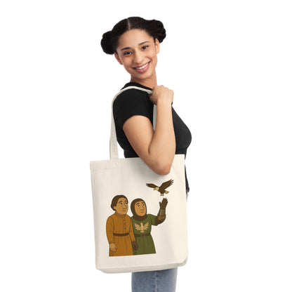 Knight & Falcon - Medieval Whimsical Woven Tote Bag