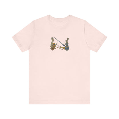 Medieval Marginalia Jousting Rabbits Manuscript T-shirt