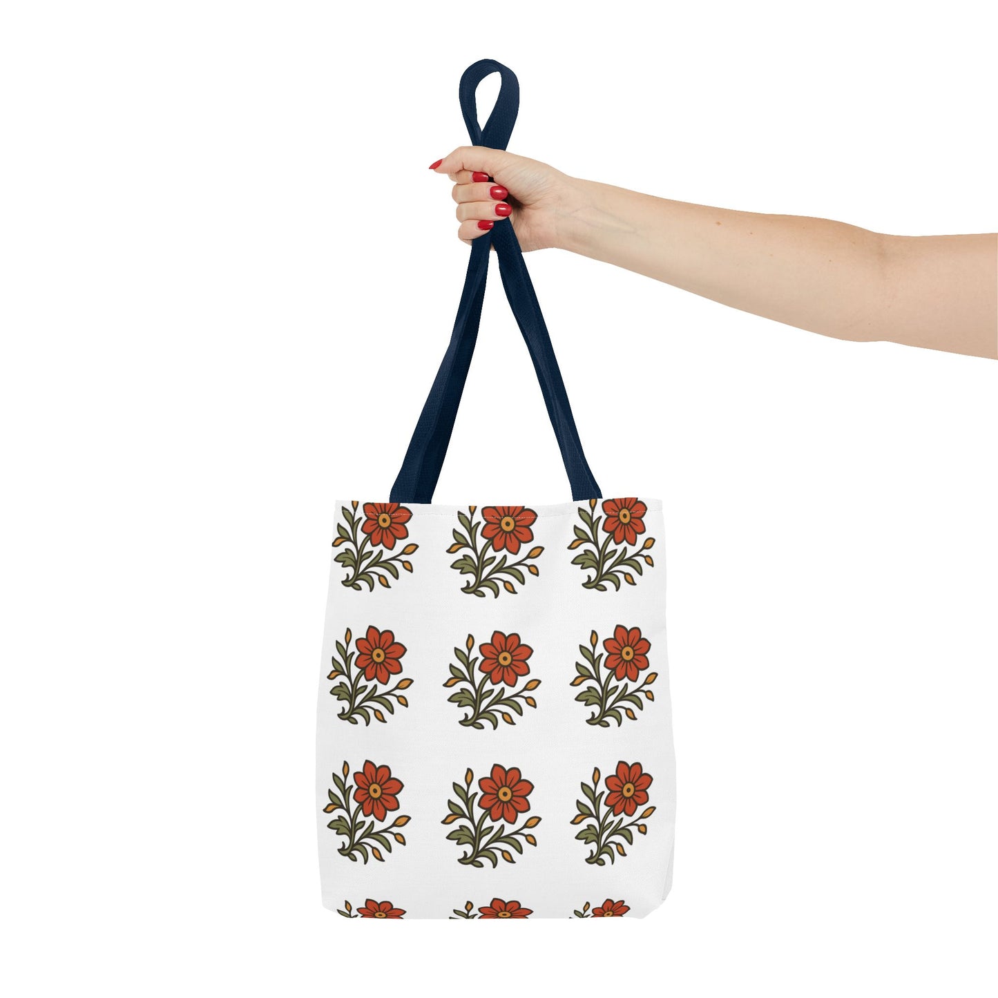 Folk Bloom Emblem 2, Original Floral Tote Bag