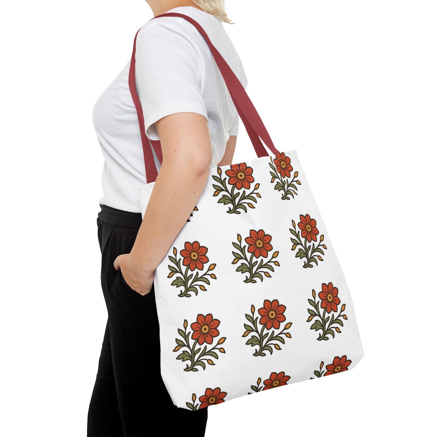 Folk Bloom Emblem 2, Original Floral Tote Bag