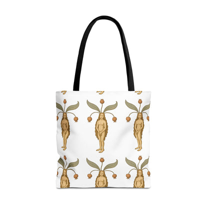 Mandragora Muse, Medieval Herb Lore Unisex Whimsical Patterned Tote Bag