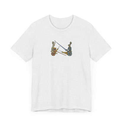 Medieval Marginalia Jousting Rabbits Manuscript T-shirt