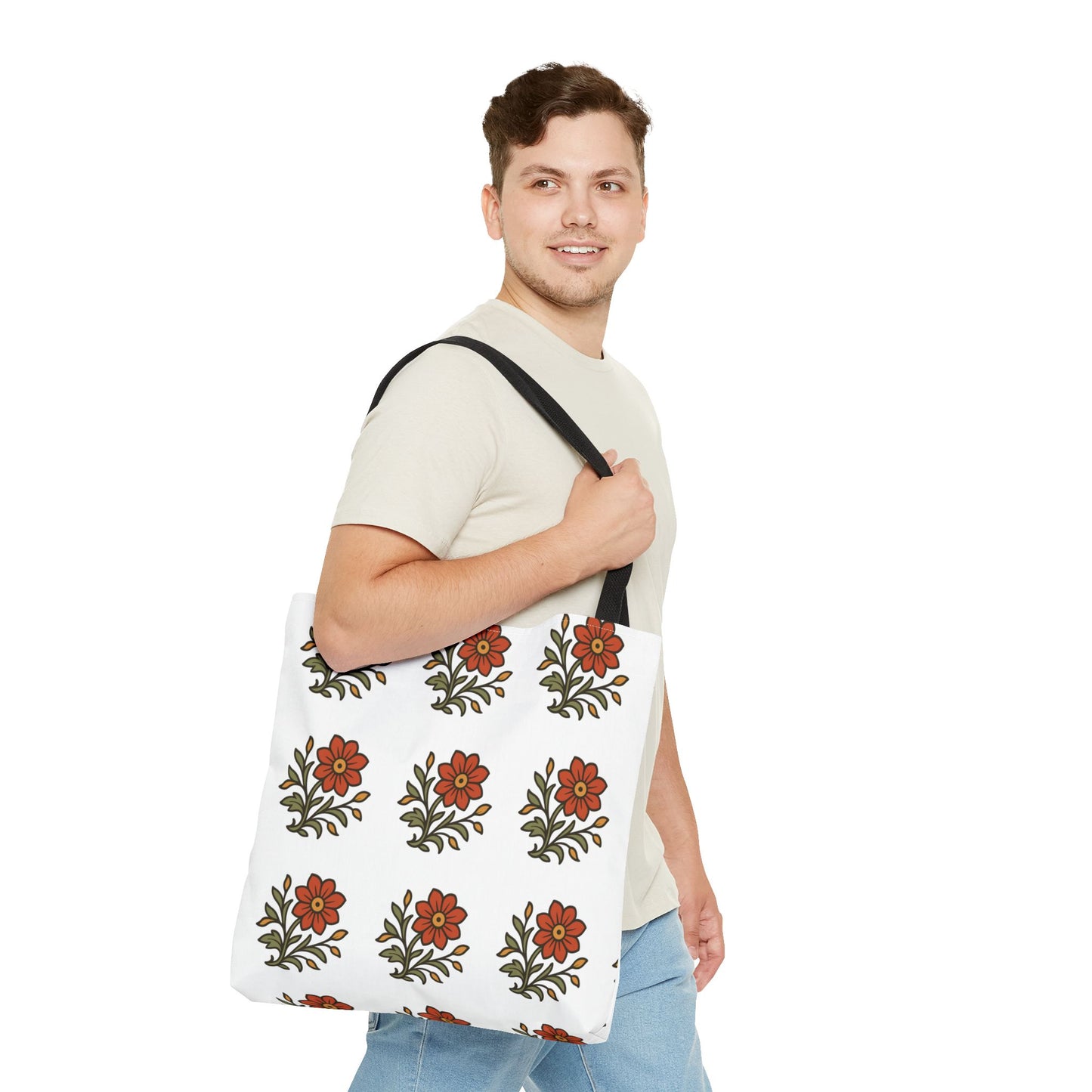 Folk Bloom Emblem 2, Original Floral Tote Bag
