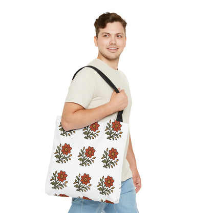 Folk Bloom Emblem 2, Original Floral Tote Bag